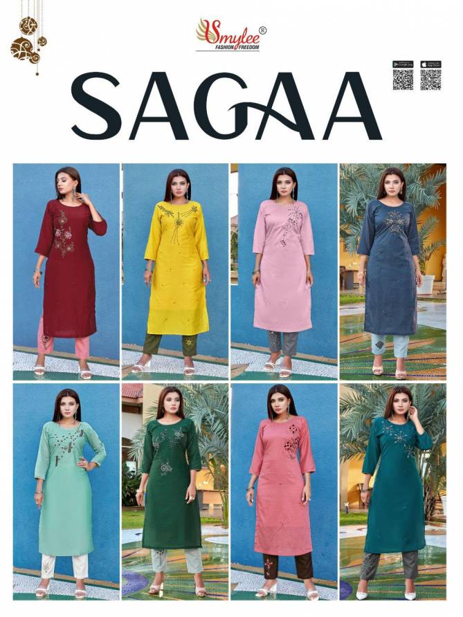 Smylee Sagaa Designer Ethnic Wear Designer Kurti With Bottom Collection